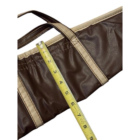 Vintage Brown Vinyl Gun Soft Case Zipper & Handles Tan Trim Labeled 56 40 READ - Picture 7 of 8